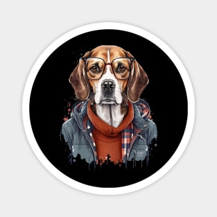 Hipster Beagle Magnet